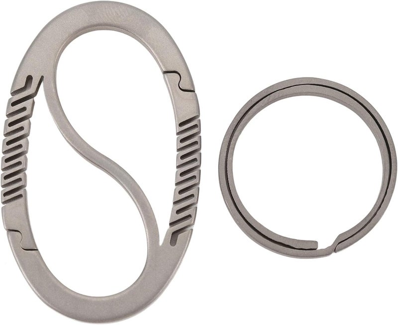 Double Door Closure Keychain, Oval Ti Alloy Keychain Clip with Large Circle Ring for Car Key - Image 2