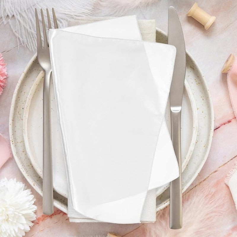 White Satin Wedding Napkins 8pcs Soft Smooth Table Napkins for Banquet Party Home Restaurant Decor - Image 5