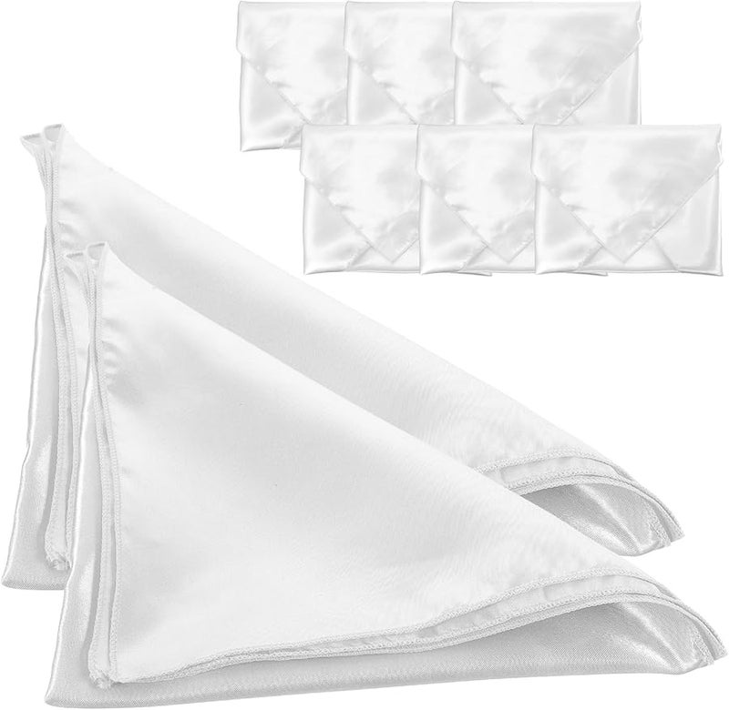 White Satin Wedding Napkins 8pcs Soft Smooth Table Napkins for Banquet Party Home Restaurant Decor - Image 1