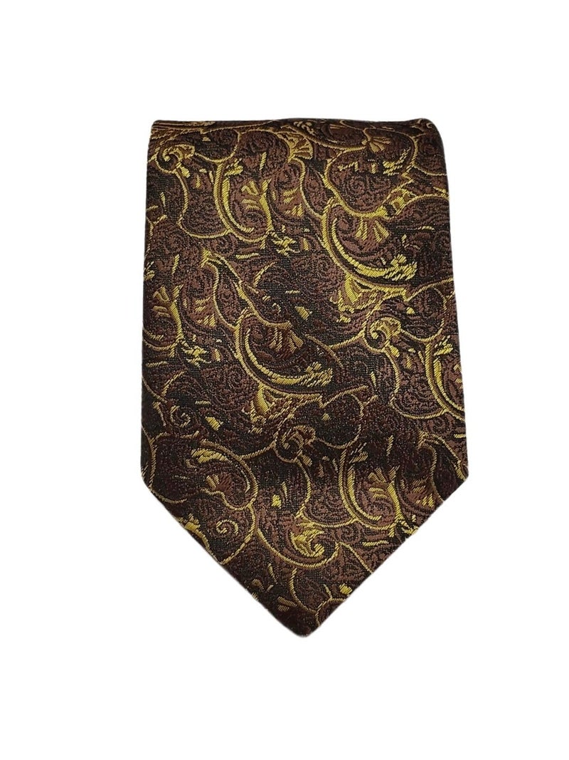 BLACKSMITH Jacquard Golden Ember Paisley Tie and Pocket Square Set with Cufflink and Matching Flower Lapel Pin | for Men & Women | Pack of 4 - Image 5