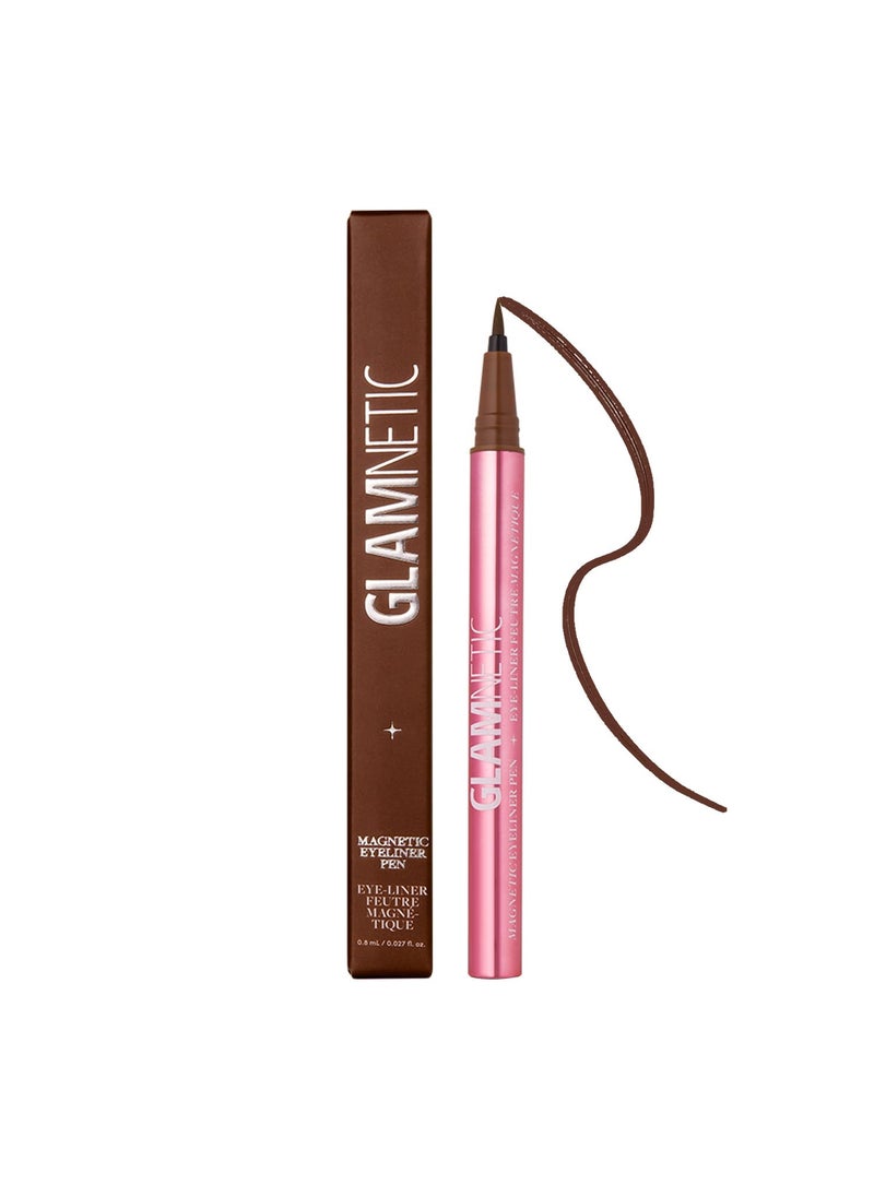 Glamnetic - Glamnetic Felt Tip Magnetic Eyeliner Pen - Brown 0.025 fl oz | Brown Smudgeproof & Waterproof Eyeliner Pen, All-Day Hold for Magnetic Eyelashes, Quick-Drying, Paraben-Free - Image 1