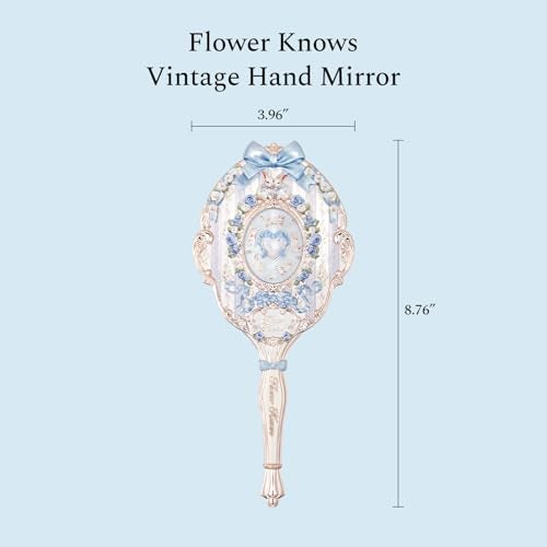 Flower Knows Bunny Garden Collection Hand MirrorVintage Portable Handheld MirrorFancy Pretty Princess Mirror with Long HandleGift for GirlsCloudy Blue - Image 3