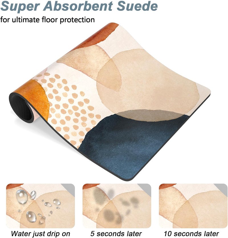 Rnivvi Dog Food Mat, 16" x 24" Absorbent Dog Cat Bowl Mat for Food and Water, Cute Anti-Slip Rubber Pet Feeding Rug Protect Floors, Puppy Placemat for Feeding & Watering Supplies, Abstract Stones - Image 3