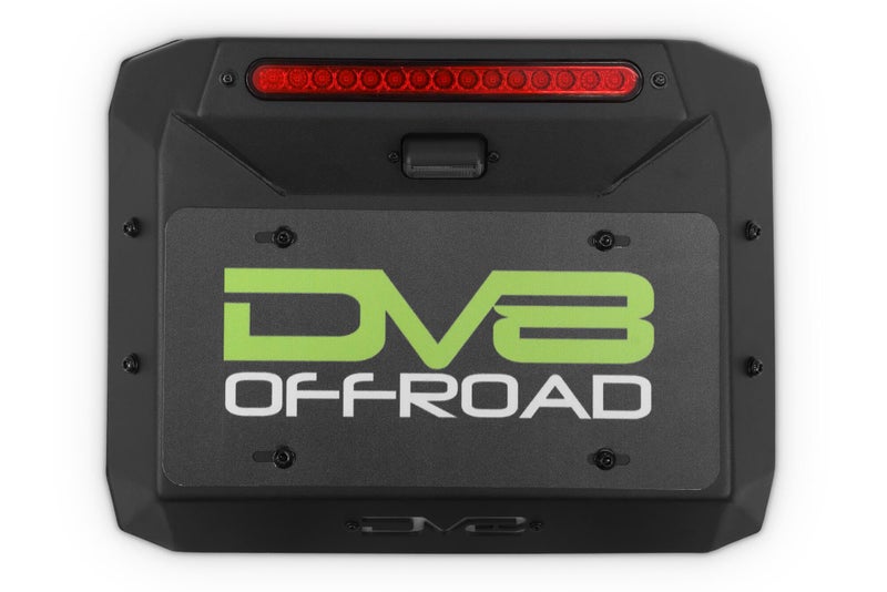 حذف إطار الاحتياطي DV8 Offroad لجيب رانجلر JK 2007-2018 يستبدل مجموعة الإطار الاحتياطي ويزيد من زاوية المغادرة ويتميز بإضاءة لوحة ترخيص LED مضمنة مع سدادات مطاطية