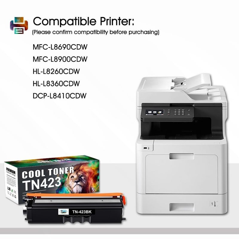 Cool Toner TN423 Compatible Toner Cartridge for Brother TN-423 TN-421 TN421 HL-L8260CDW HL-L8360CDW MFC-L8690CDW MFC-L8900CDW DCP-L8410CDW DCP-L8410CDN (Black Cyan Yellow Magenta, 4-Pack) - Image 2