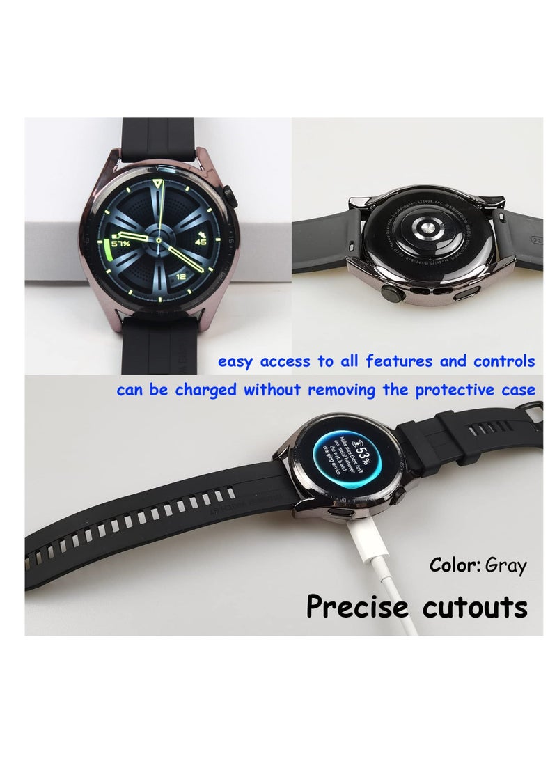 Generic - Protective Case compatible with Huawei Watch GT 3 46mm, 3 Pack All-around Flexible TPU Case with Screen Protector (Black, Transparent) - Image 1