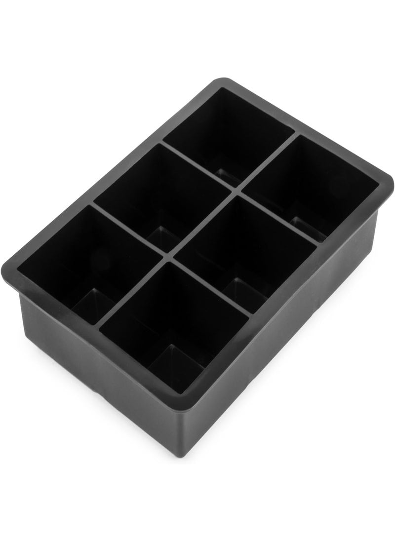 Zollyss Zollyss BPA Free 6 Big Ice Tray Mold Giant Jumbo Large Food Grade Silicone Ice Cube Square Tray Mold DIY Ice Maker Ice Cube Tray, 1 Pc(Black)  - Image 1