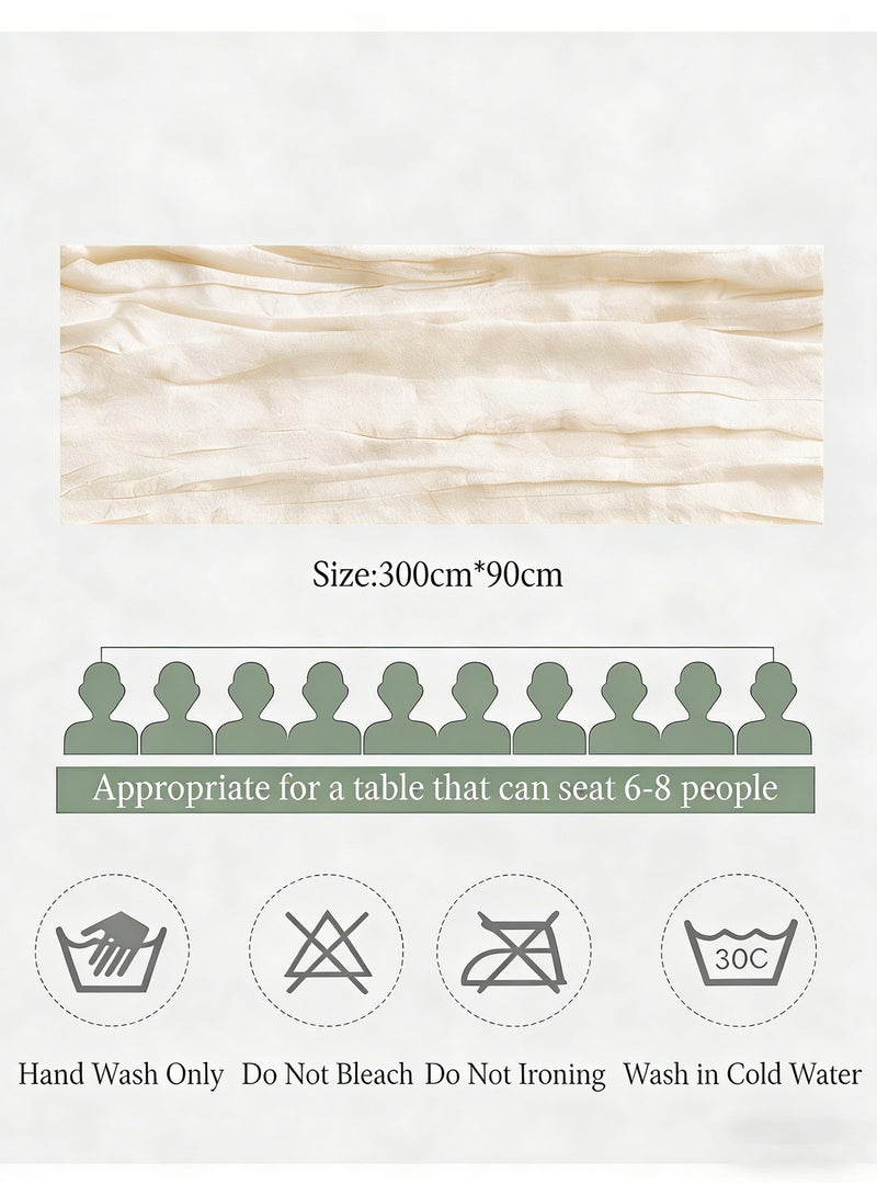 Hello Hi Elegant Boho Cheesecloth Table Runner, Rustic Gauze Wedding Table Decor, Translucent Sheer Tablecloth for Reception, Party, and Bridal Shower Decorations - Beige - Image 3