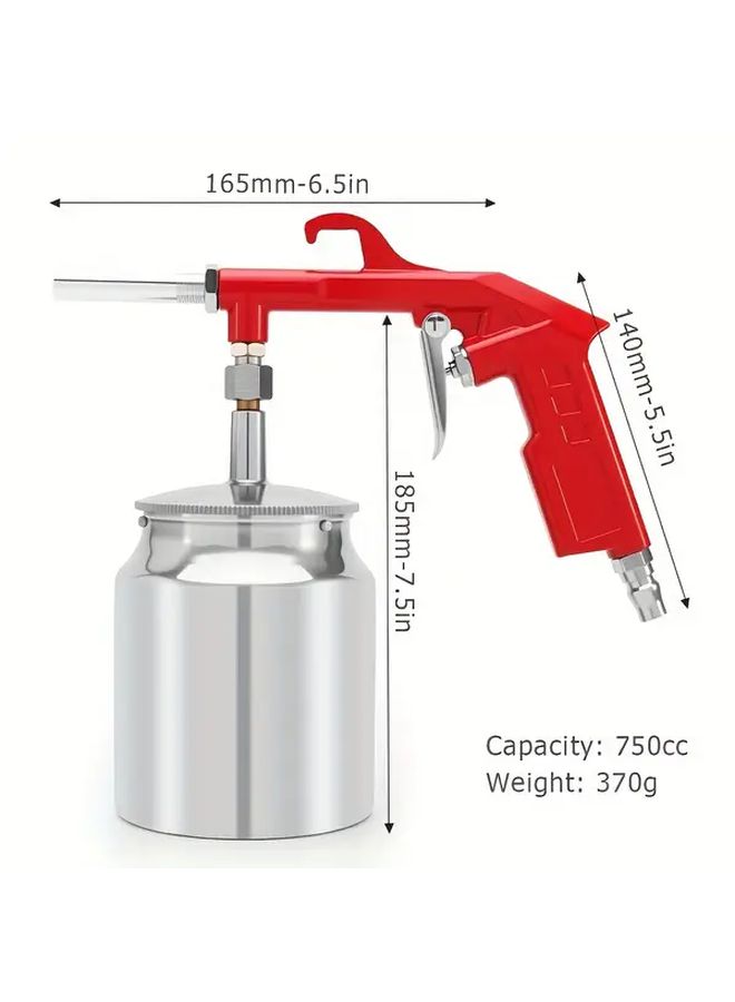 Suction Feed Sandblaster Pistol Red Diamond Handheld Non Electric Air Base Coating Spray Gun For Compressor Rust Prevention Splash Proof Paint Truck Bed Liner Rubberized Primer Pneumatic Automotive Sandblasting Machine - Image 2