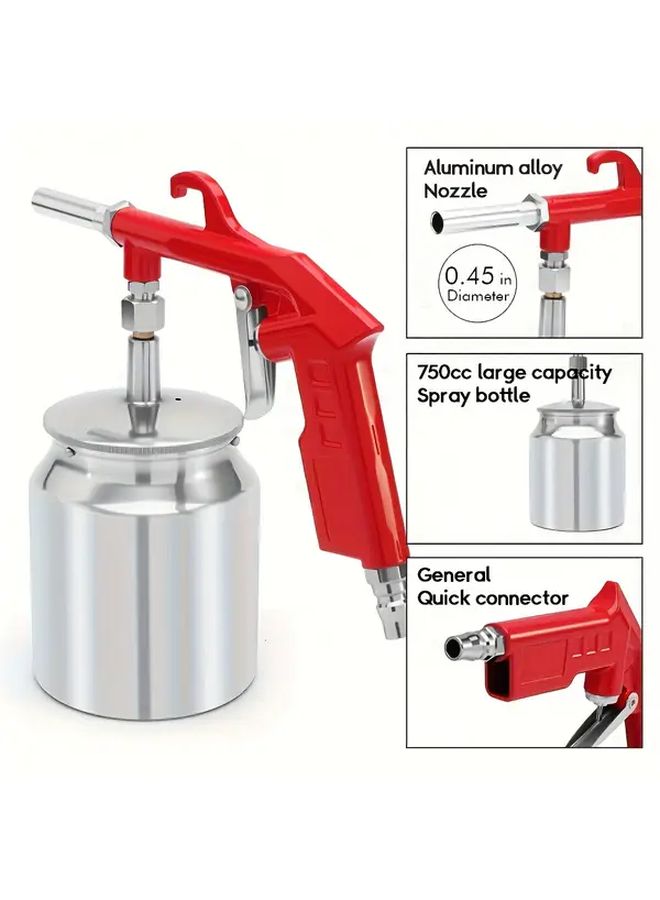 Suction Feed Sandblaster Pistol Red Diamond Handheld Non Electric Air Base Coating Spray Gun For Compressor Rust Prevention Splash Proof Paint Truck Bed Liner Rubberized Primer Pneumatic Automotive Sandblasting Machine - Image 4