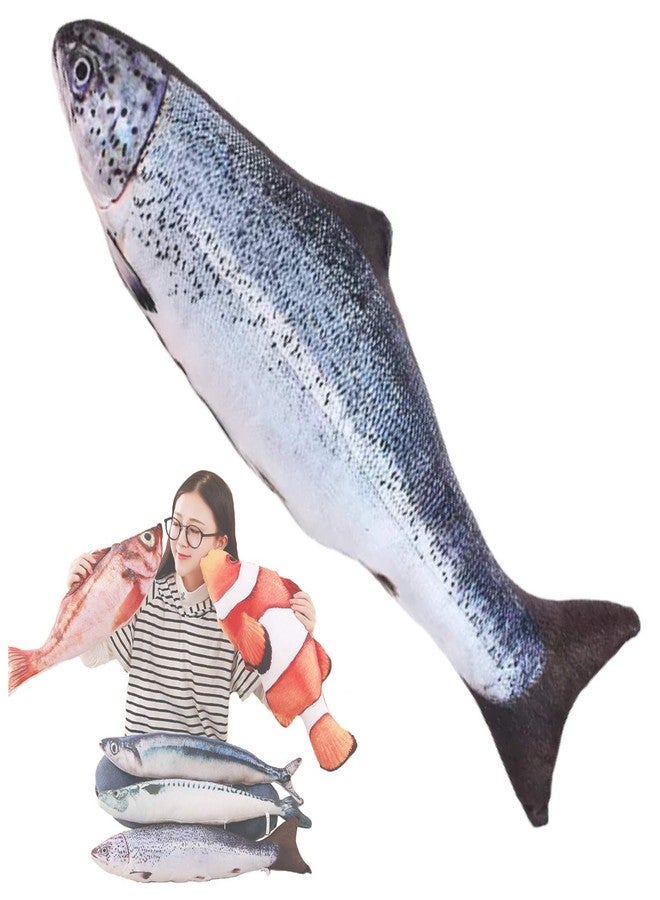 Tee-Mo Simulation Fish Plush Decorate Soft Fish Decorate Pillow Cushion Stuffed Decorate Oversized Pillow Creative Gift Home Decor 15.7 in, Salmon - Image 1