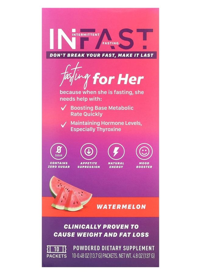 Real Ketones - INFAST For Her Watermelon 10 Packets 0.48 oz (13.7 g) Each - Image 1