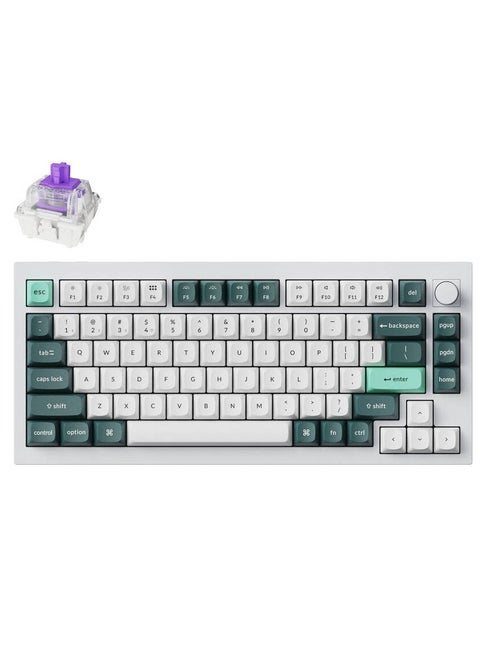 Keychron Q1 HE QMK Wireless Mechanical Keyboard, Gateron Double-Rail Magnetic Nebula Switches, Fully Assembled Knob, OSA PBT Keycaps, Tri-Mode Connectivity, ENG-ARAB Layout, Q1H-P1-AR