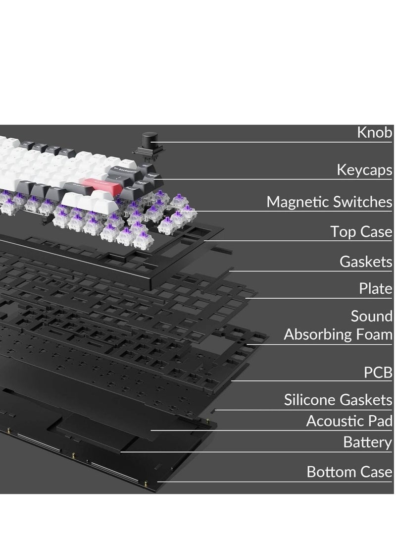 Keychron - Keychron Q1 HE QMK Wireless Mechanical Keyboard, Gateron Double-Rail Magnetic Nebula Switches, Fully Assembled Knob, OSA PBT Keycaps, Tri-Mode Connectivity, ENG-ARAB Layout, Q1H-P1-AR - Image 1