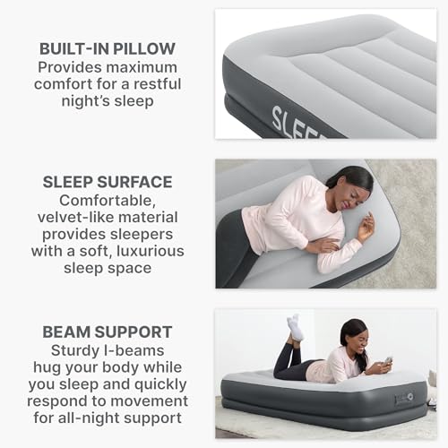 SLEEPLUX مرتبة هوائية قابلة للنفخ من سليب لوكس مع مضخة مدمجة، وسادة وشاحن USB - Image 5
