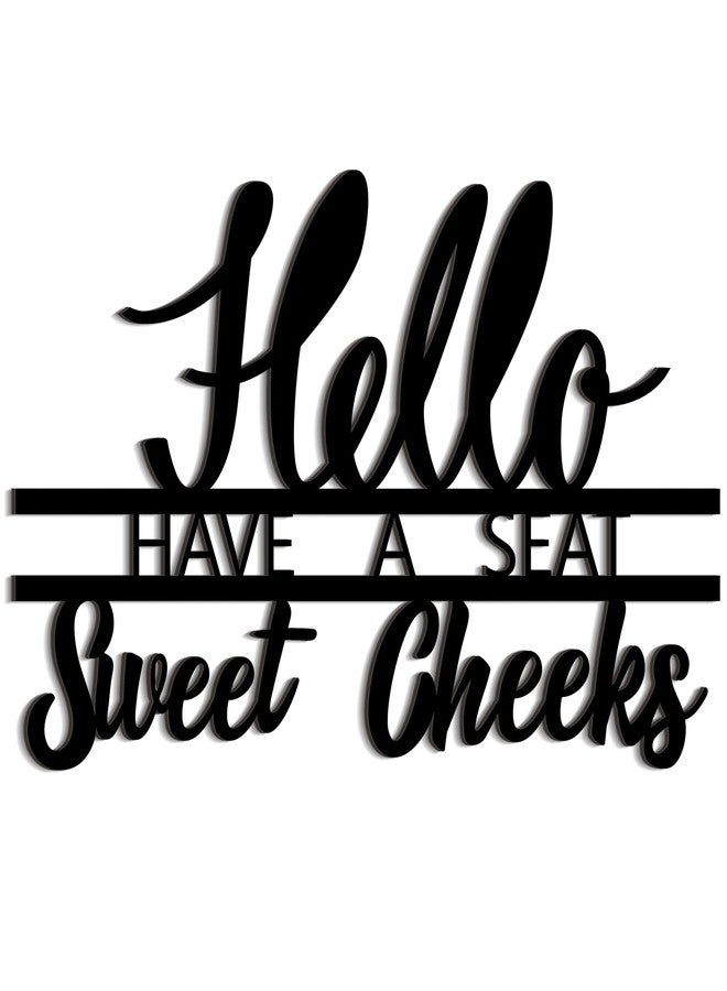 Yulejo Hello Sweet Cheeks Sign Bathroom Wall Decor Have a Seat Sign Wooden Funny Hello Sweet Bathroom Wall Art Rustic Room Decoration Wood Letters Farmhouse Home Decor(Black) - Image 1