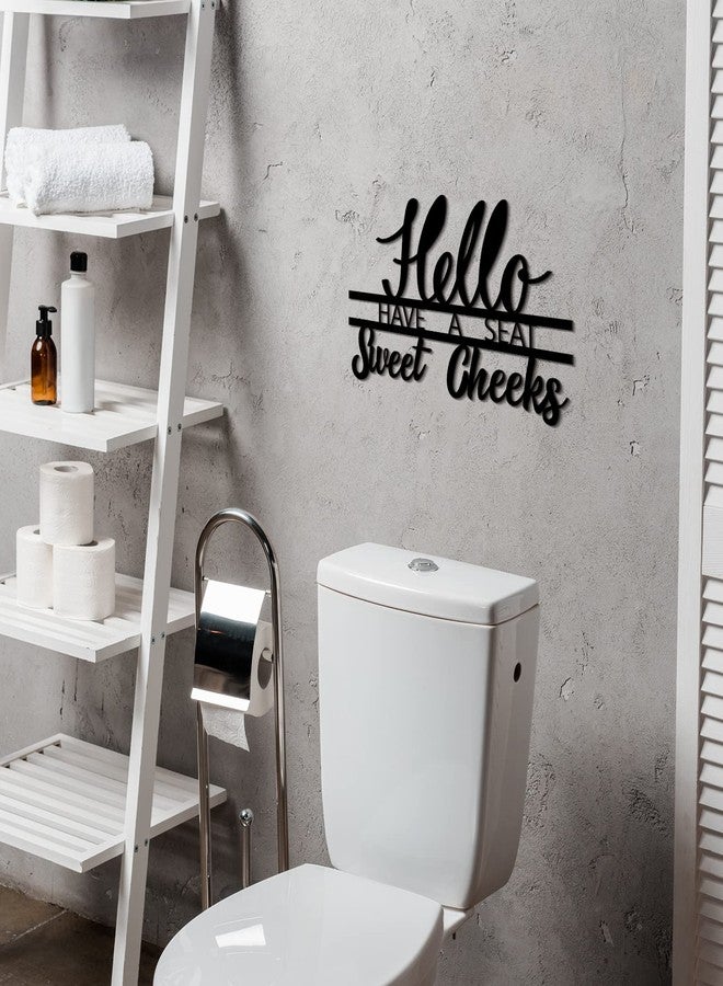 Yulejo Hello Sweet Cheeks Sign Bathroom Wall Decor Have a Seat Sign Wooden Funny Hello Sweet Bathroom Wall Art Rustic Room Decoration Wood Letters Farmhouse Home Decor(Black) - Image 5