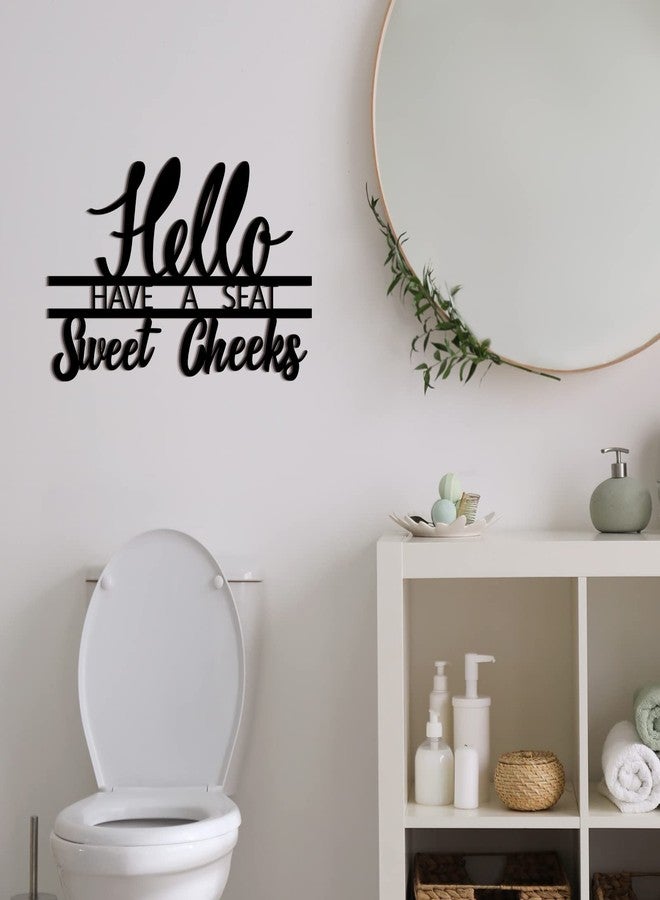 Yulejo Hello Sweet Cheeks Sign Bathroom Wall Decor Have a Seat Sign Wooden Funny Hello Sweet Bathroom Wall Art Rustic Room Decoration Wood Letters Farmhouse Home Decor(Black) - Image 3