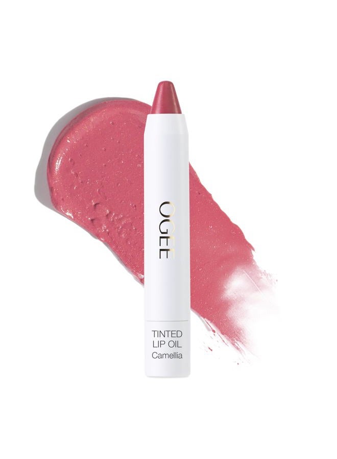 OGEE Tinted Sculpted Lip Oil - Lip Stain Made with 100% Organic Coconut Oil, Jojoba Oil, and Vitamin E - Best as Lip Balm, Lip Color or Lip Treatment - CAMELLIA - Image 1
