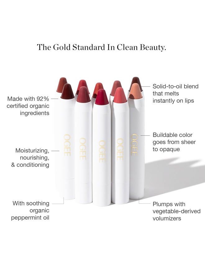 OGEE Tinted Sculpted Lip Oil - Lip Stain Made with 100% Organic Coconut Oil, Jojoba Oil, and Vitamin E - Best as Lip Balm, Lip Color or Lip Treatment - CAMELLIA - Image 4