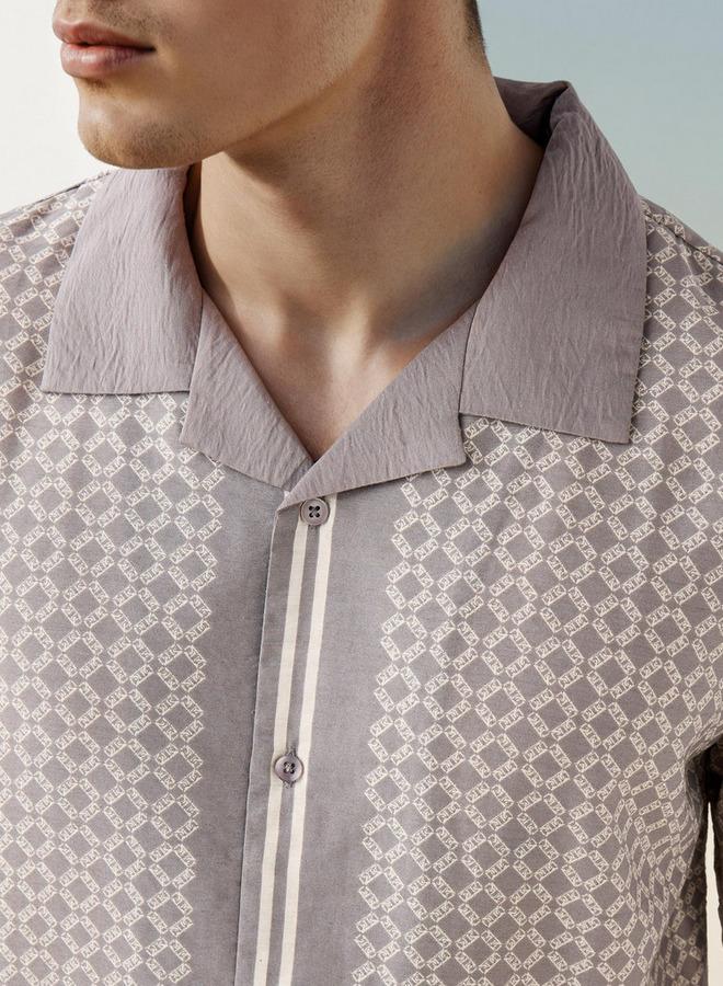 Emperor Regular Fit Printed Shirt with Camp Collar - Image 4