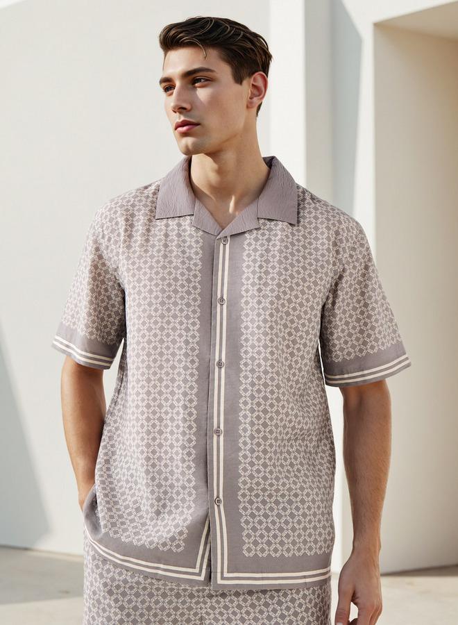 Emperor Regular Fit Printed Shirt with Camp Collar - Image 1