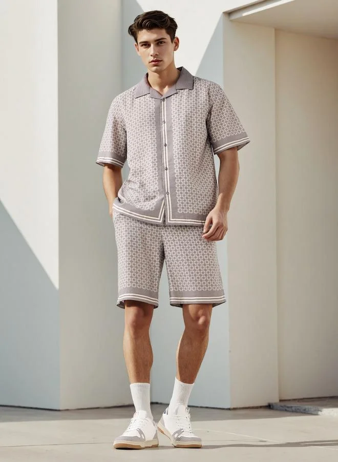 Emperor Emperor Regular Fit Printed Shirt with Camp Collar