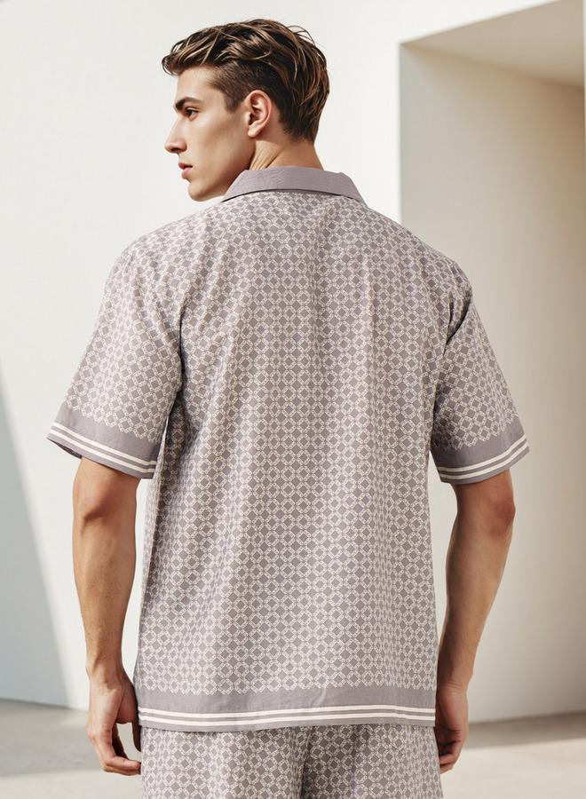 Emperor Regular Fit Printed Shirt with Camp Collar - Image 3