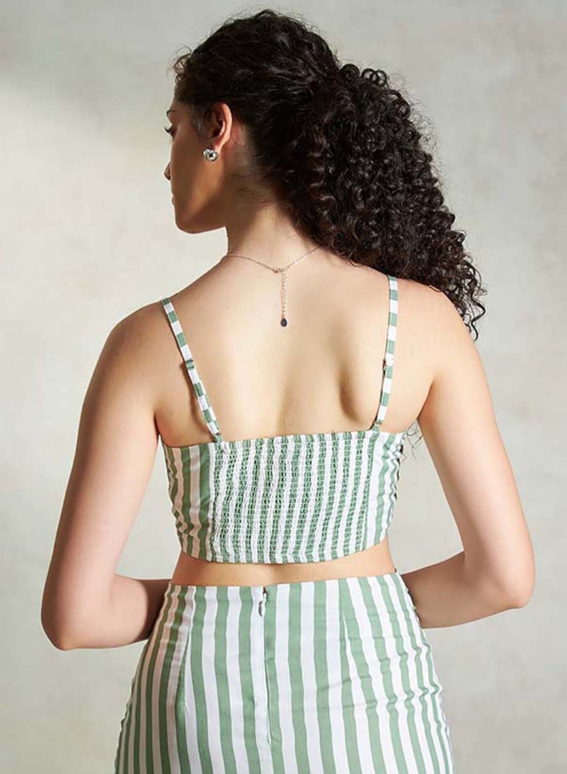 Virgio VIRGIO 100% Viscose Striped Twisted Front Crop Top - Image 2