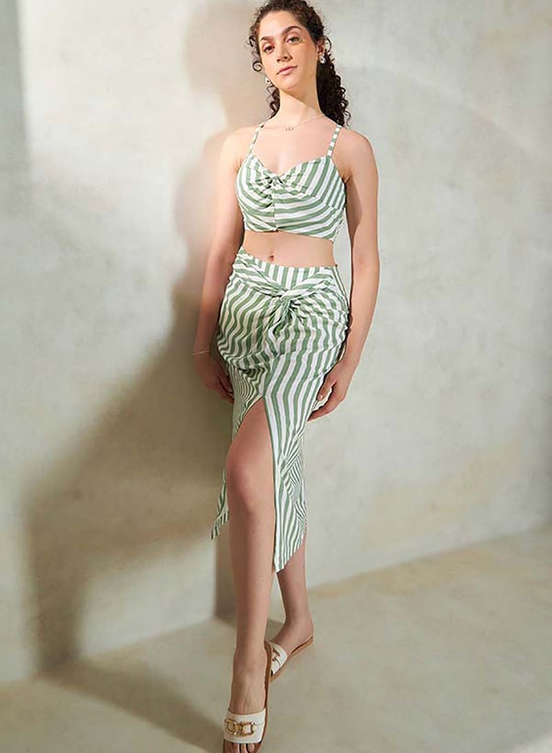Virgio VIRGIO 100% Viscose Striped Twisted Front Crop Top - Image 5