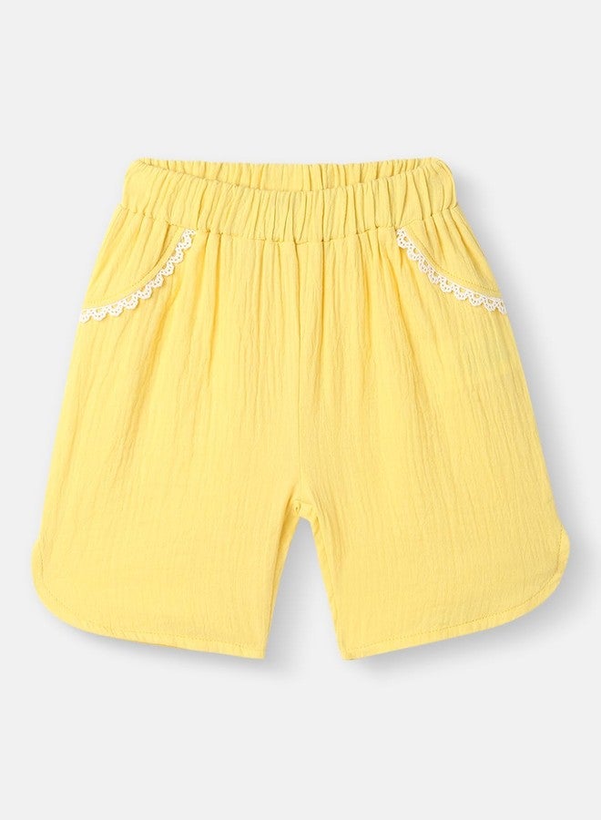 Nautinati Girls’ Cotton Top and Shorts Set|Embroidery Detail | Peter Pan Collar | 0-2 Years - Image 5