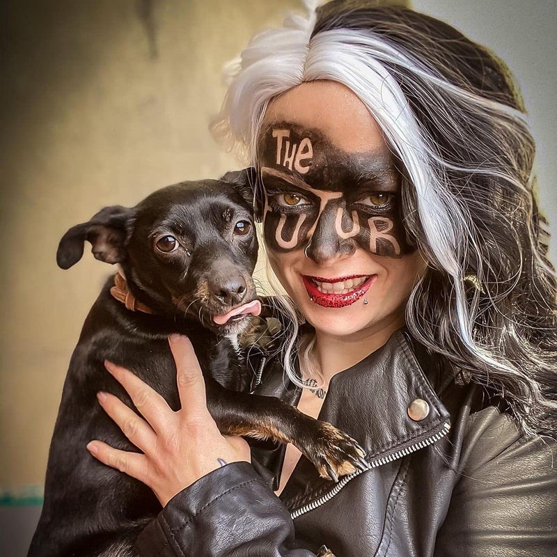 Mildiso Black and White Cruella Deville Wig for Women Cruella Deville Costume Short Curly Wavy Hair Wig Cute Soft Wigs for Costume Party M058C - Image 5