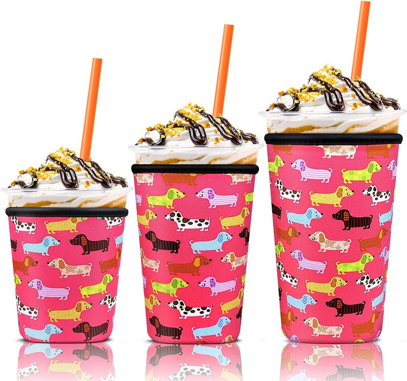 KPX 3 Pack Iced Coffee Cup Sleeve for Large Sized Cups, Reusable Neoprene Iced Coffee Cup Holder for Hot Cold Drinks, Compatible with Starbucks, Dunkin Donuts, and More - Image 1