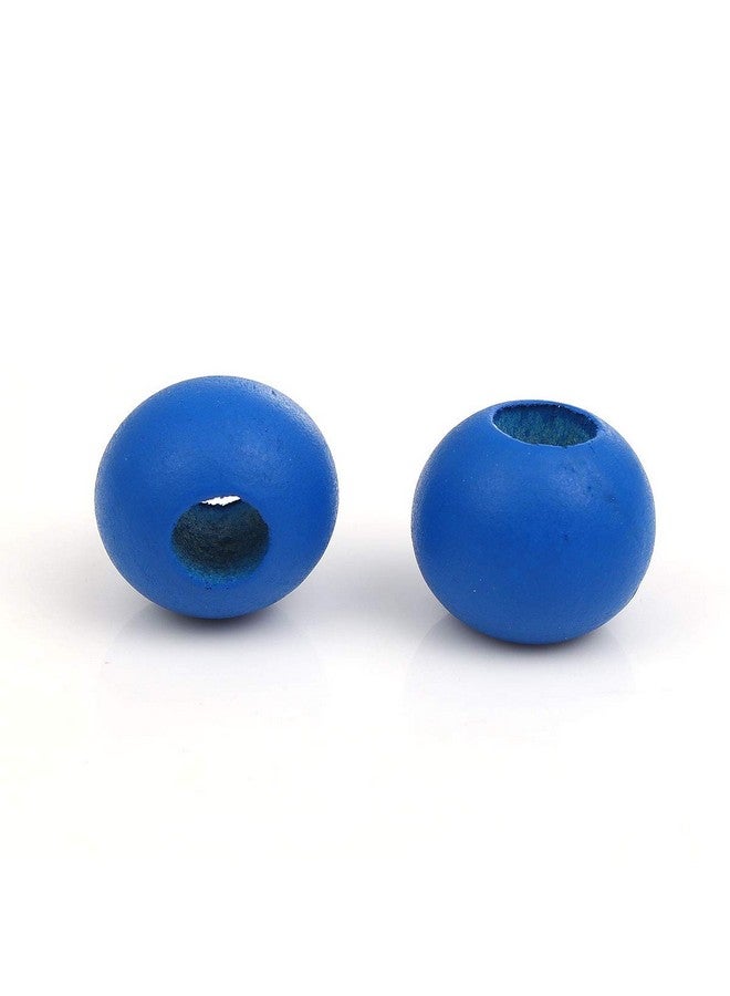 Craft Making Shop 40 Painted Royal Blue Large Hole Wood Macrame Bead 24Mm Round With 9Mm Large Hole - Image 4
