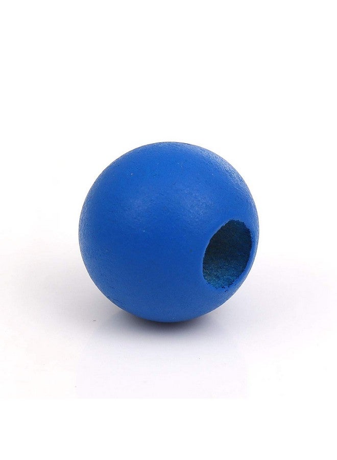 Craft Making Shop 40 Painted Royal Blue Large Hole Wood Macrame Bead 24Mm Round With 9Mm Large Hole - Image 1