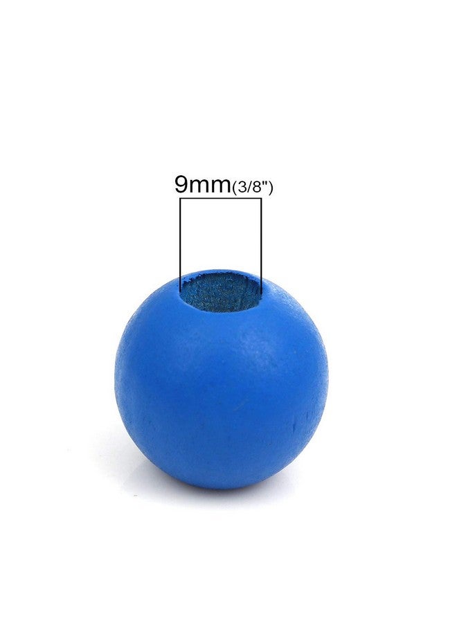 Craft Making Shop 40 Painted Royal Blue Large Hole Wood Macrame Bead 24Mm Round With 9Mm Large Hole - Image 3