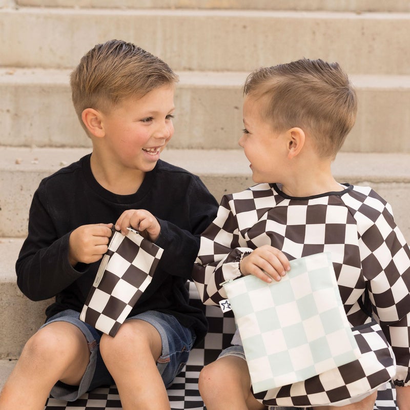 Tiny Twinkle Reusable Snack Bags for Kids â€“ 3 Pack Snack Pouches & Sandwich Bag for Toddlers â€“ Machine Washable, Mess-Proof for Lunch & Travel (Sage Checkers) - Image 3