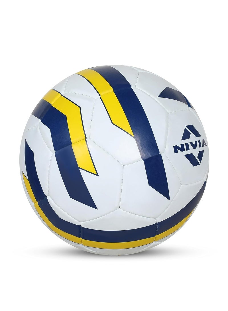 Nivia Football Ball (Size - 5) for Men/Women, Rubberized Stitched, Suitable for Hard Ground Without Grass, Training Football Ball, Soccer Ball, (White/Blue/Yellow) - Image 4
