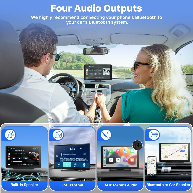 HAUXIY 9" Wireless Apple Carplay Screen for Car with 4K Dash Cam, Portable Apple Carplay & Android Auto with 1080p Backup Camera DVR, Voice Control/GPS Navigation/Mirror Link/BT - Image 5