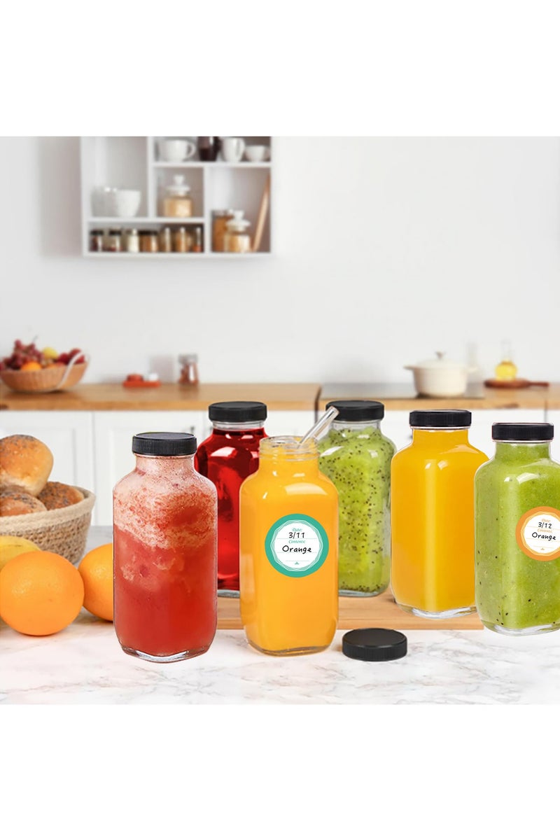 Glass Juice Bottles 12oz, 6 Pack Reusable Glass Water Bottles with Labels and Lids, BPA Free Homemade Beverages Bottle - Image 3