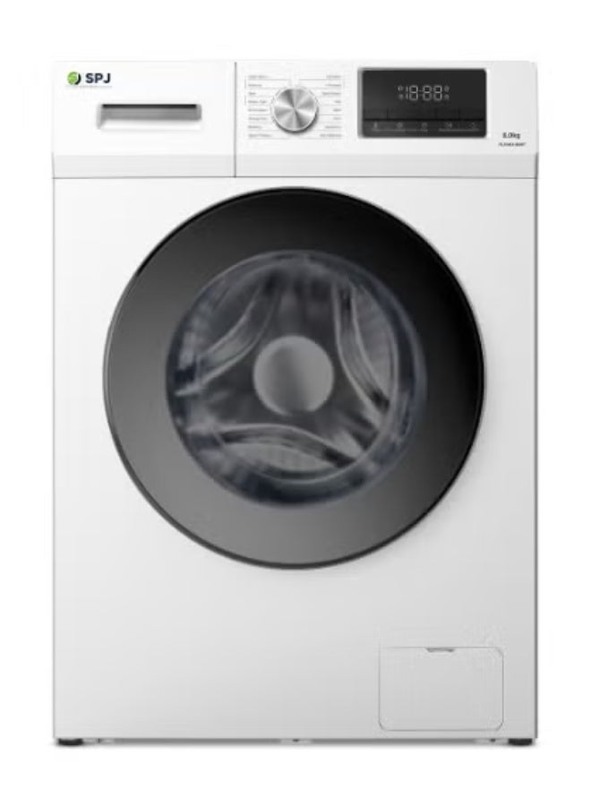 SPJ 8KG Front Load Fully Automatic Washing Machine, BLDC Inverter Motor, 1200 RPM Spin Speed, A+++ Energy Efficient, LED Display, Multiple Wash Programs, Low Noise Operation, White - Image 1