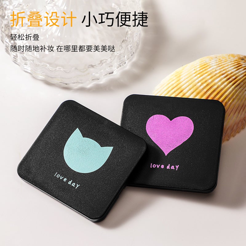 Portable Convenient Small Mirror Student Mini Double-Sided Folding Makeup Mirror Women'S Handheld Magnifying Dressing Mirror - Image 5