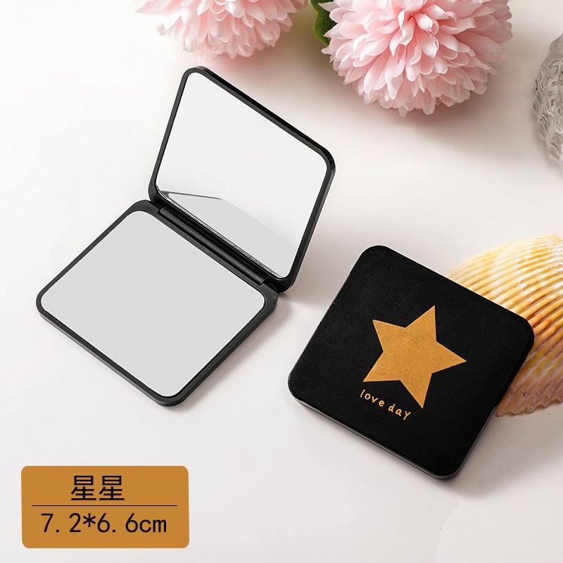 Portable Convenient Small Mirror Student Mini Double-Sided Folding Makeup Mirror Women'S Handheld Magnifying Dressing Mirror - Image 1