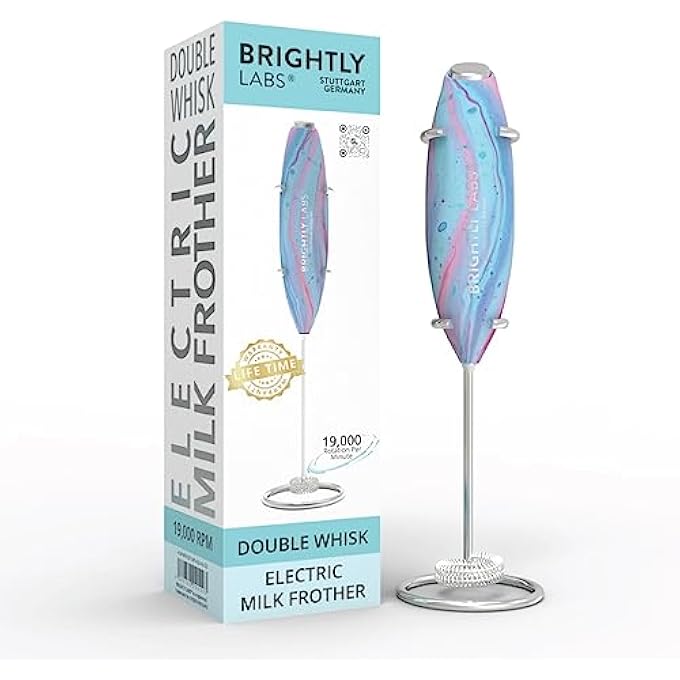 BRIGHTLY LABS Powerful Milk Frother For Coffee With Upgraded Titanium Motor  Handheld Frother Electric Whisk Milk Foamer Mini Mixer  Coffee Blender Frother For Frappe Latte Matcha With Stand - Image 1