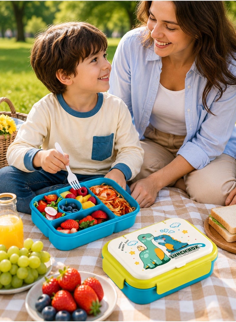 Lunch Box for Kids, Leakproof 5 Compartment Bento Box, Stackable Divided Container with Sauce Cups for School Daily Meals - Image 5