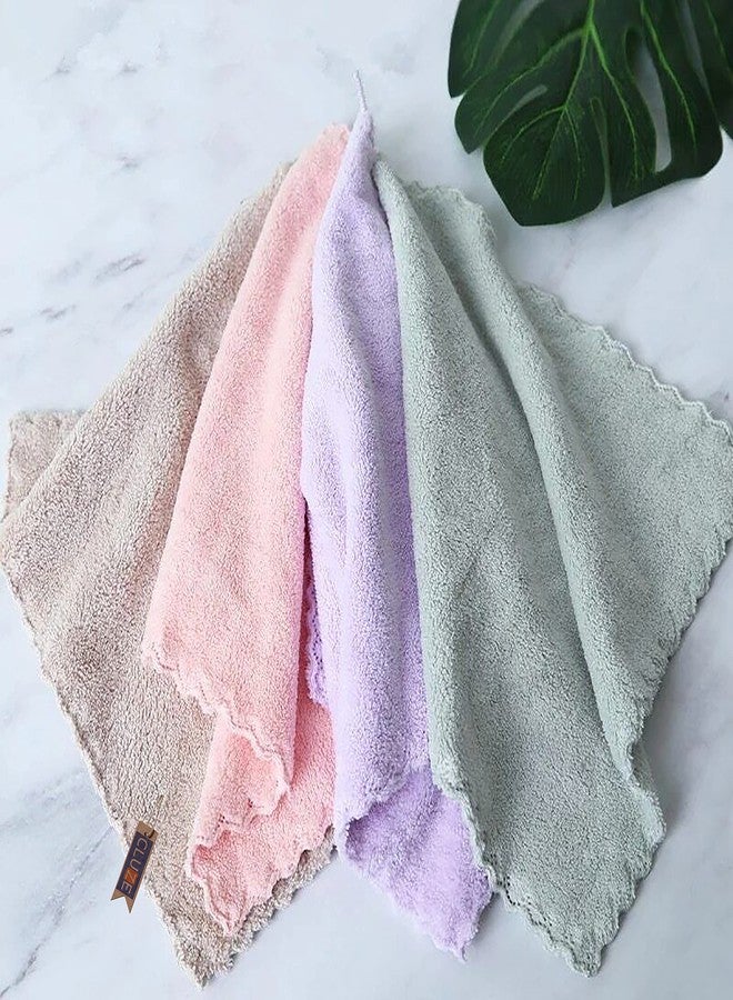 CLUZE Microfiber Coral Fleece Baby Face Towels, Soft and Absorbent Wash Clothes for Newborns, Infants and Toddlers, Gentle on Delicate Skin for Face Hands and Body, 10x10 Inch (4 Pcs) - Image 3