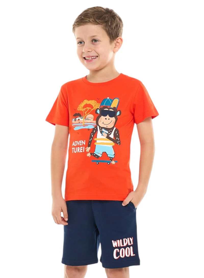 victor and jane Victor and Jane Boys' 2 Piece Set with Matching Tshirt And Slogan Print Shorts with Elasticated Waist