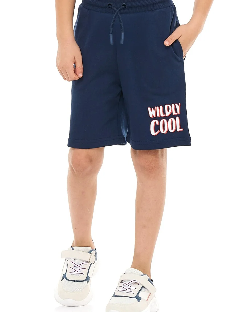 victor and jane Victor and Jane Boys' 2 Piece Set with Matching Tshirt And Slogan Print Shorts with Elasticated Waist