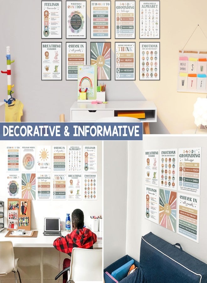 BEAWART Boho 12 Calming Corner Classroom Posters (10x14) - Feelings Wheel Chart & Emotions Poster For Kids, Calm Down Corner Supplies For Therapy Office Decor, Mental Health Wall Decorations For Preschool - Image 5