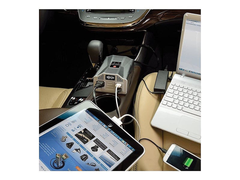 Tripp Lite 200W Car Power Inverter with 1 Outlet & 2 USB Charging Ports, Auto Inverter, Ultra Compact (PV200USB),Gray - Image 2